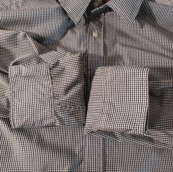 UNTUCKit Large Button down Checkered Gingham Green Blue White Button Down Shirt - Picture 16 of 16